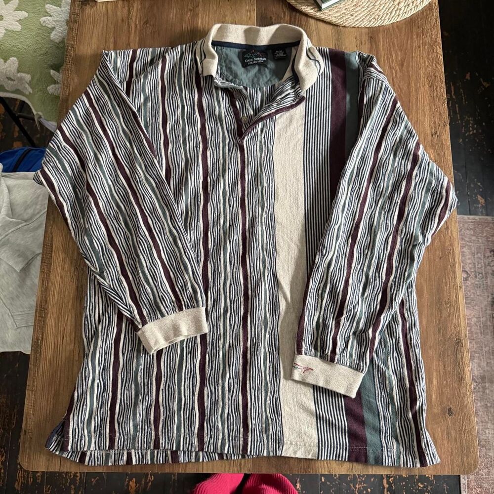 Vintage Greg Norman coogi style long sleeve polo shirt